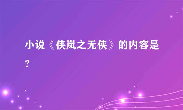 小说《侠岚之无侠》的内容是？