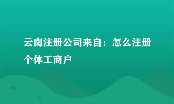 云南注册公司来自：怎么注册个体工商户