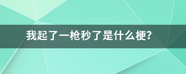 我起了一枪秒了是什么梗？