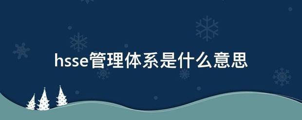 hsse管理体系是什么意思