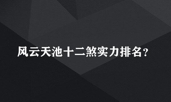 风云天池十二煞实力排名？