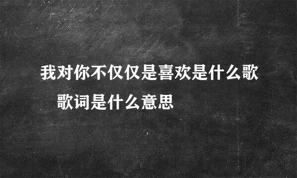 我对你不仅仅是喜欢是什么歌 歌词是什么意思