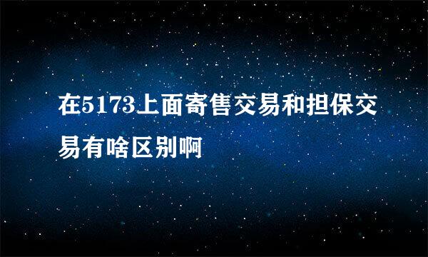 在5173上面寄售交易和担保交易有啥区别啊