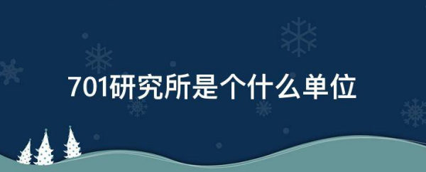 701来自研究所是个什么单位