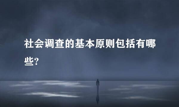 社会调查的基本原则包括有哪些?