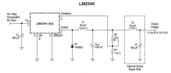 LM2来自596调压芯片应用电路图