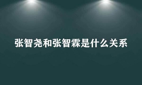 张智尧和张智霖是什么关系