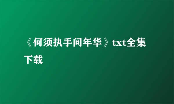 《何须执手问年华》txt全集下载