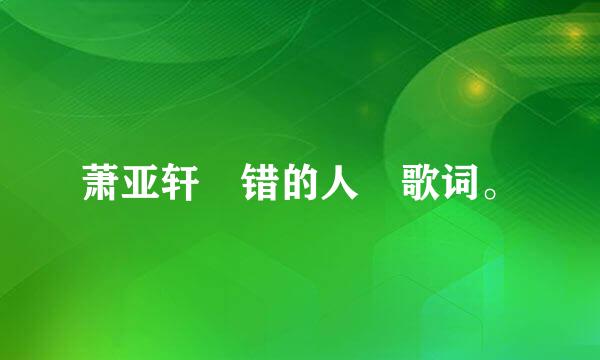 萧亚轩 错的人 歌词。