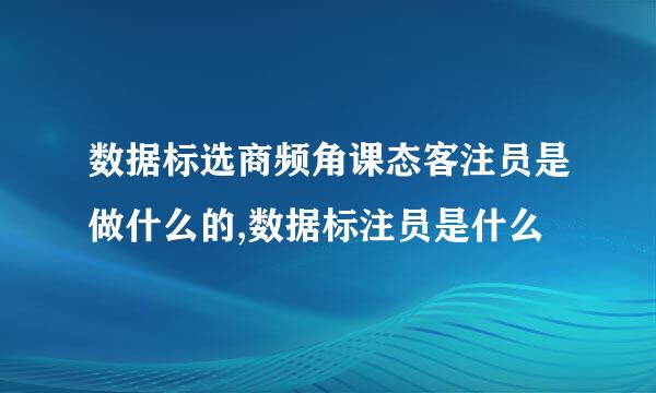 数据标选商频角课态客注员是做什么的,数据标注员是什么