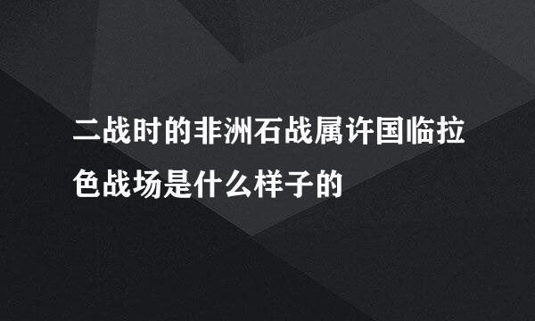 二战时的非洲石战属许国临拉色战场是什么样子的