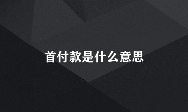 首付款是什么意思