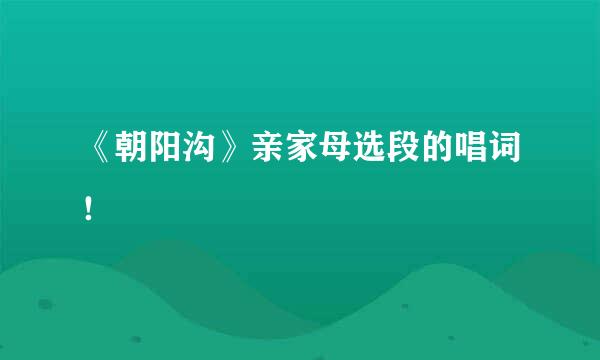 《朝阳沟》亲家母选段的唱词！