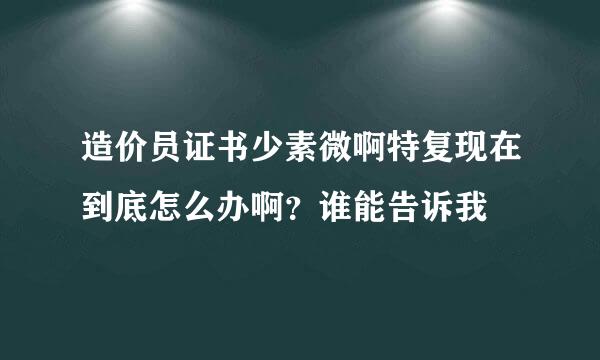 造价员证书少素微啊特复现在到底怎么办啊？谁能告诉我