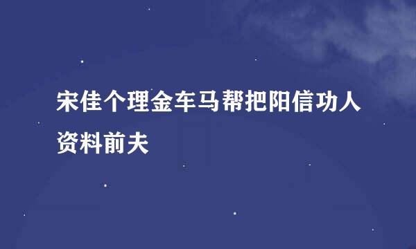 宋佳个理金车马帮把阳信功人资料前夫