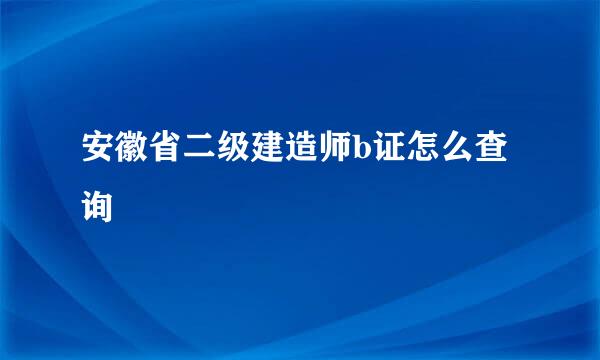 安徽省二级建造师b证怎么查询