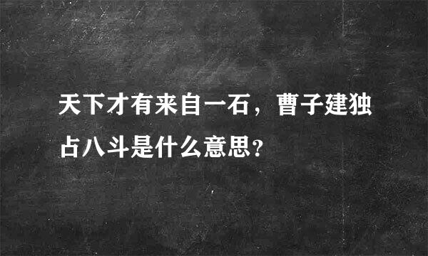 天下才有来自一石，曹子建独占八斗是什么意思？