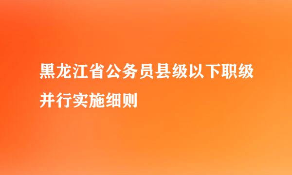 黑龙江省公务员县级以下职级并行实施细则