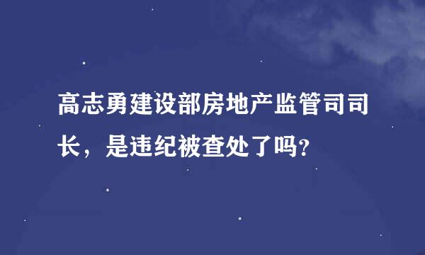 高志勇建设部房地产监管司司长，是违纪被查处了吗？