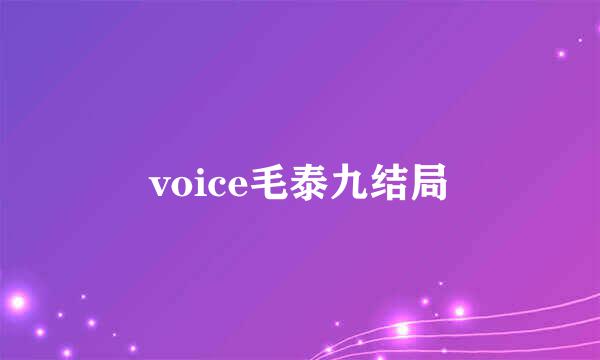 voice毛泰九结局