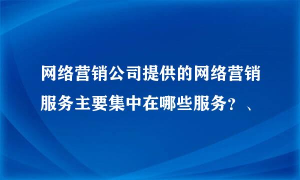 网络营销公司提供的网络营销服务主要集中在哪些服务？、