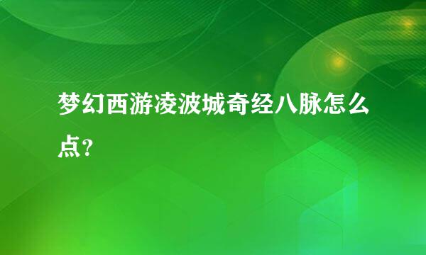 梦幻西游凌波城奇经八脉怎么点？