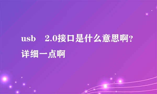 usb 2.0接口是什么意思啊？详细一点啊