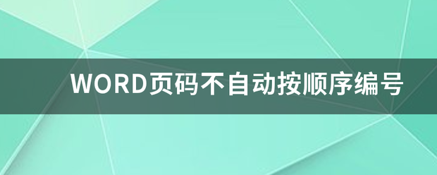 WOR息承且到外均D页码不自动按顺序编号