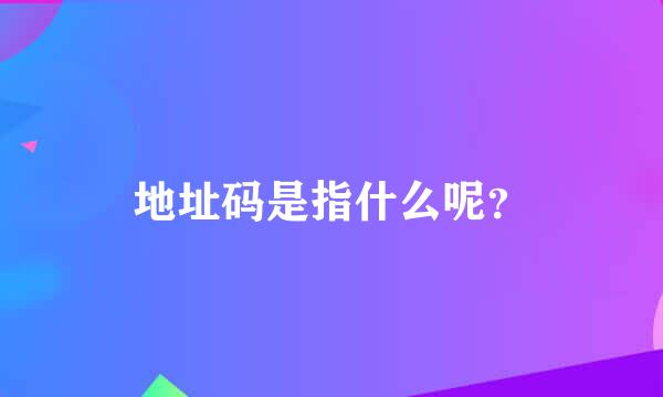 地址码是指什么呢？