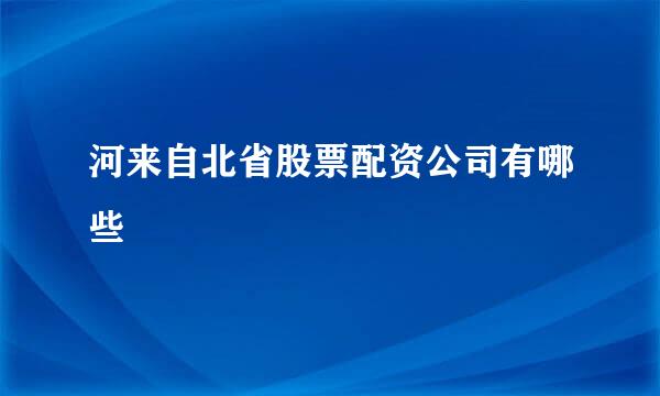 河来自北省股票配资公司有哪些