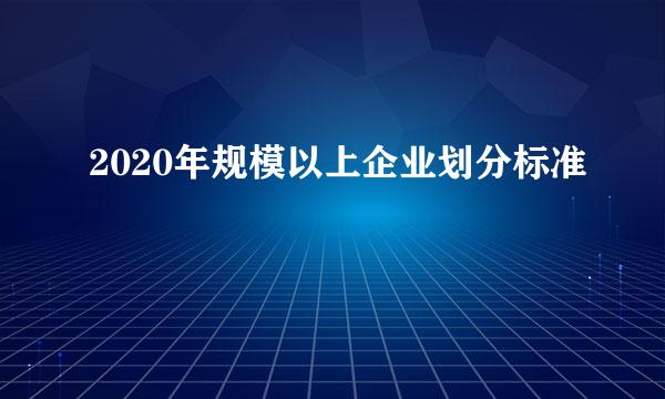 2020年规模以上企业划分标准