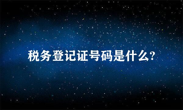 税务登记证号码是什么?