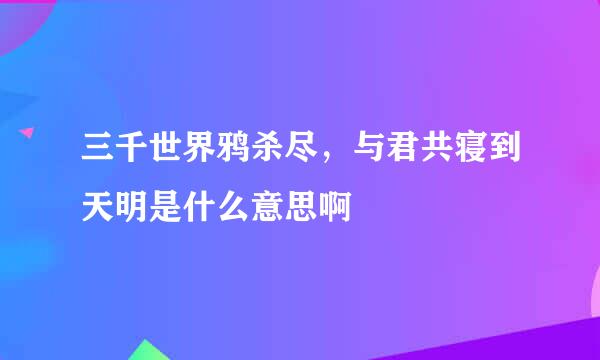 三千世界鸦杀尽，与君共寝到天明是什么意思啊