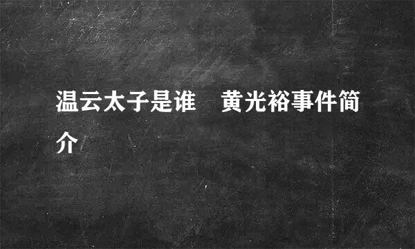 温云太子是谁 黄光裕事件简介