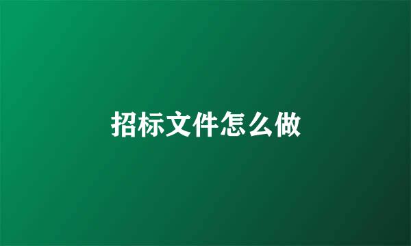 招标文件怎么做