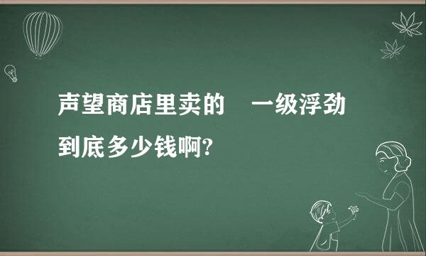 声望商店里卖的 一级浮劲 到底多少钱啊?