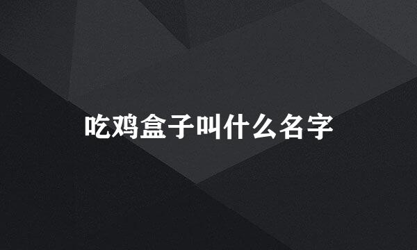 吃鸡盒子叫什么名字