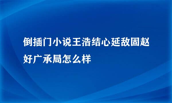 倒插门小说王浩结心延敌固赵好广承局怎么样