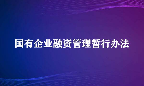 国有企业融资管理暂行办法