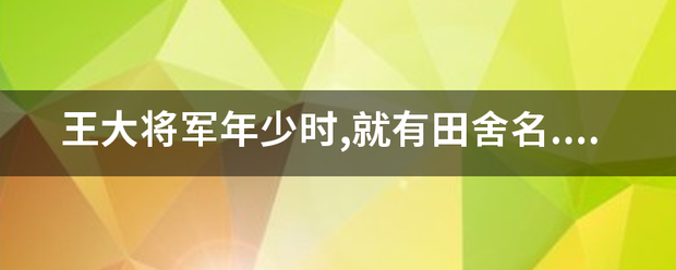 王大将军年少时,就有田舍名....的翻译