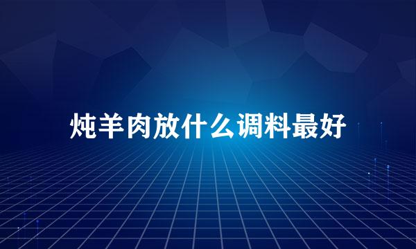 炖羊肉放什么调料最好