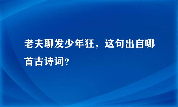 老夫聊发少年狂，这句出自哪首古诗词？