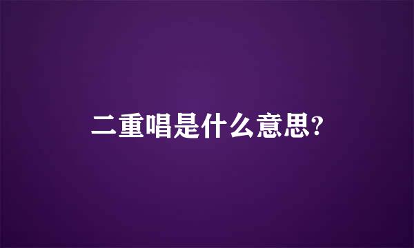 二重唱是什么意思?