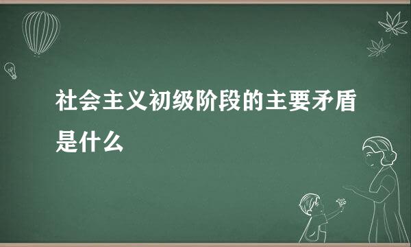 社会主义初级阶段的主要矛盾是什么