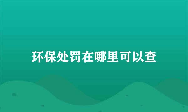 环保处罚在哪里可以查