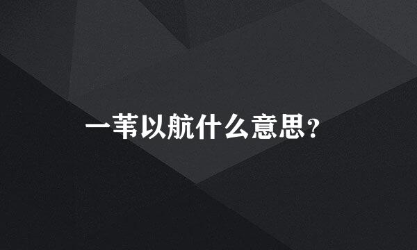 一苇以航什么意思？