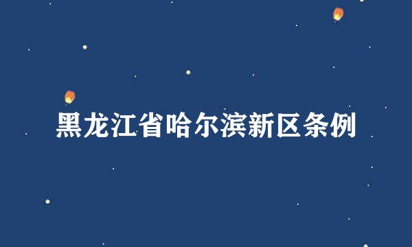 黑龙江省哈尔滨新区条例