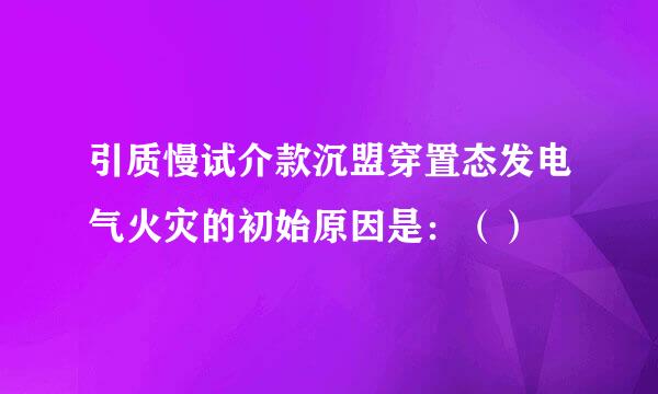 引质慢试介款沉盟穿置态发电气火灾的初始原因是：（）