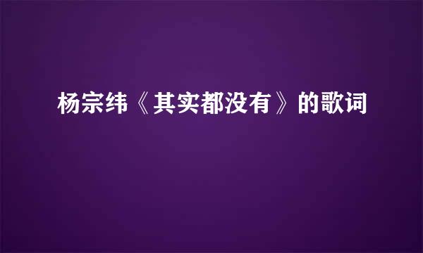 杨宗纬《其实都没有》的歌词