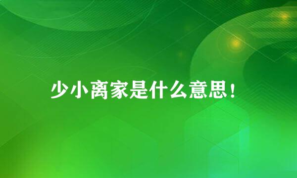 少小离家是什么意思！